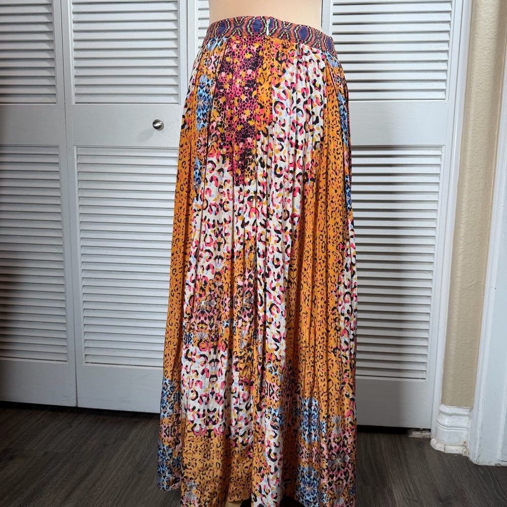 Bhanuni by Jyoti Maxi Skirt Boho Patchwork Animal Print Lined Size 6 - Picture 7 of 13